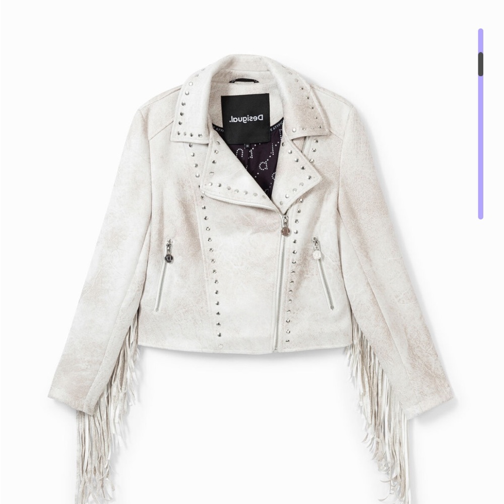 NWT Size 4 Desigual Ramones Westchester Fringe Jacket - Picture 2 of 16